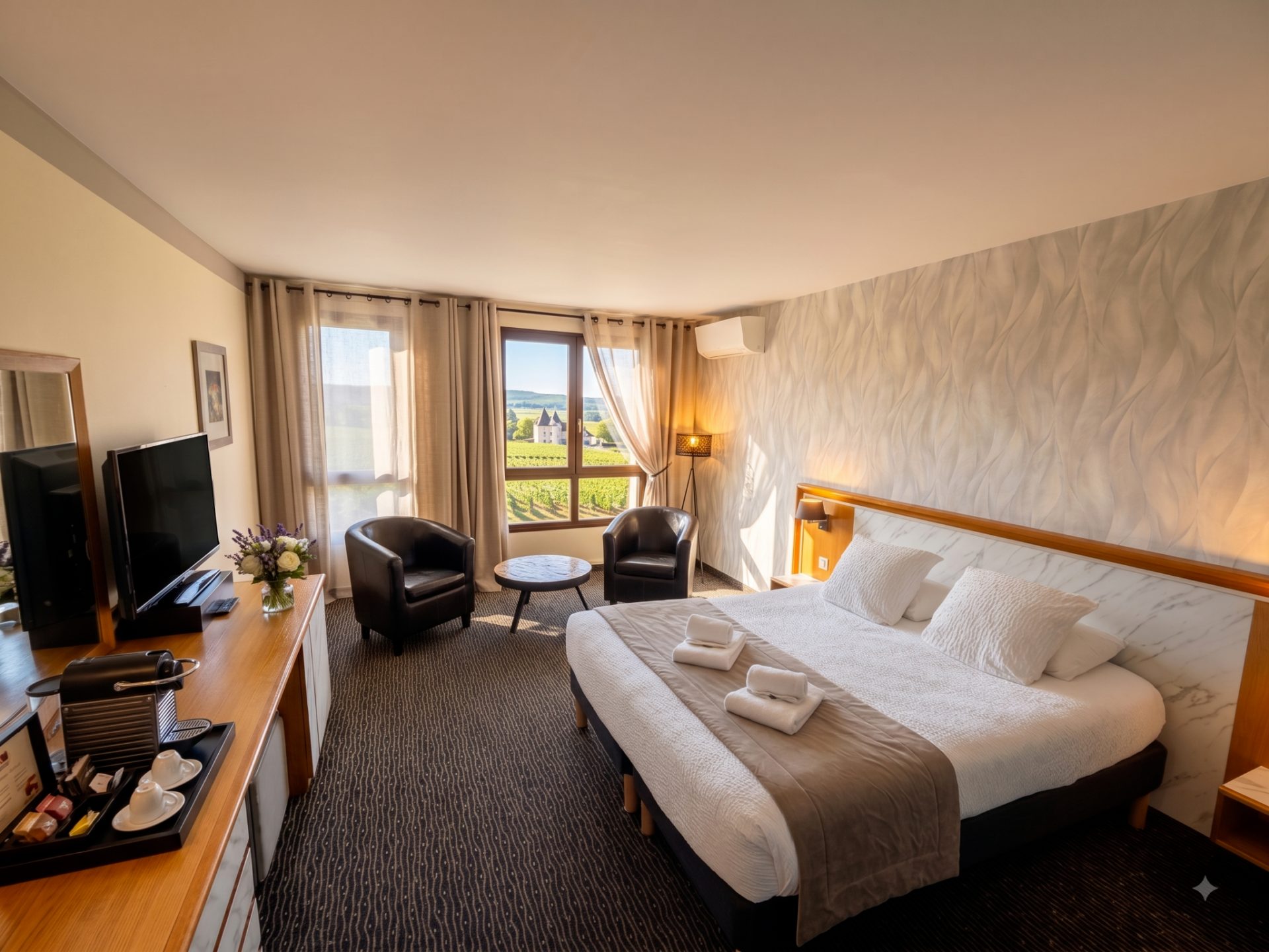 Chambre Double lumineuse avec vue sur le parc